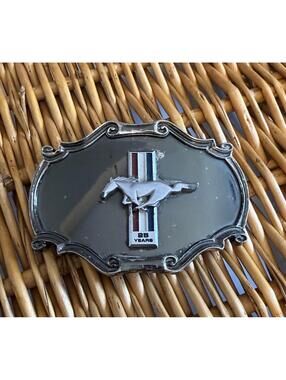 Vintage 1978 RainTree Ford Mustang Belt Buckle 25 Years  Horse Western USA